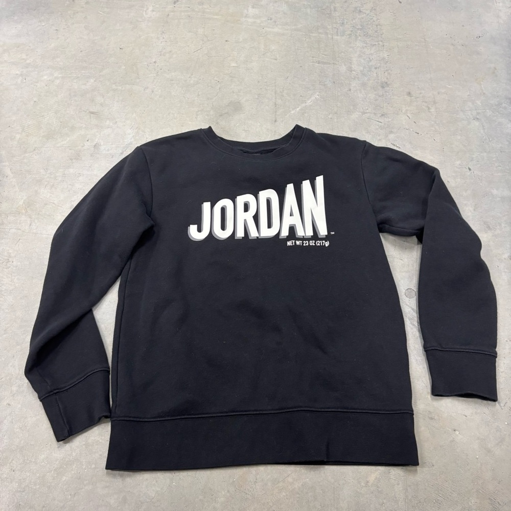 Jordan‎ Spell Out Pullover Crewneck Sweatshirt Boys Youth Large Black